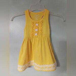Sunny Yellow Kids Dress with Lace Trim